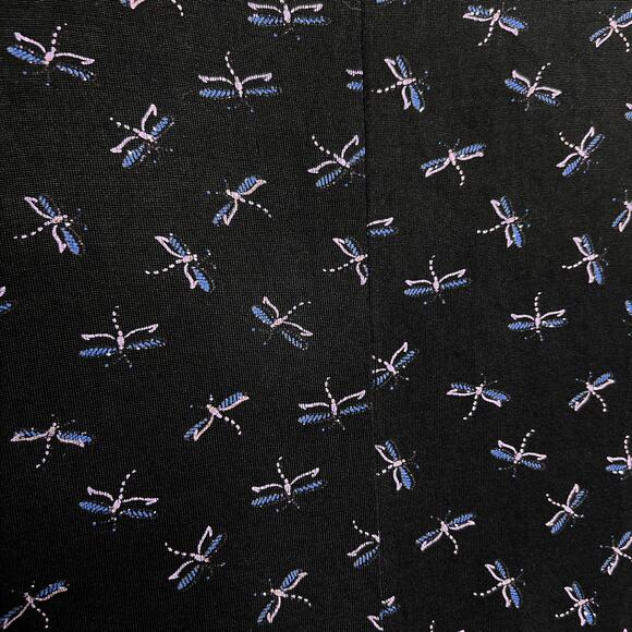 Vintage 90s Glitter Dragonfly Shift Dress Above Knee Midi Black Sleeveless Indie - Picture 3 of 8